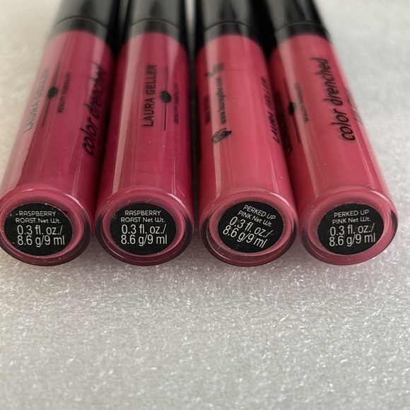 LOT OF 4 Laura Geller Lip Gloss 2 Perked up Pink & 2 Raspberry Roast - Picture 4 of 5